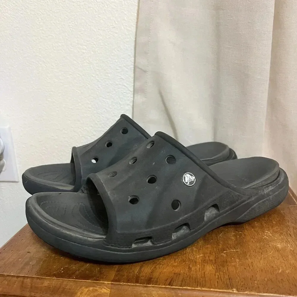 Crocs Classic Slides Baya II Comfort Black Mens 12 Womens 14‎ Non Slip Grunge